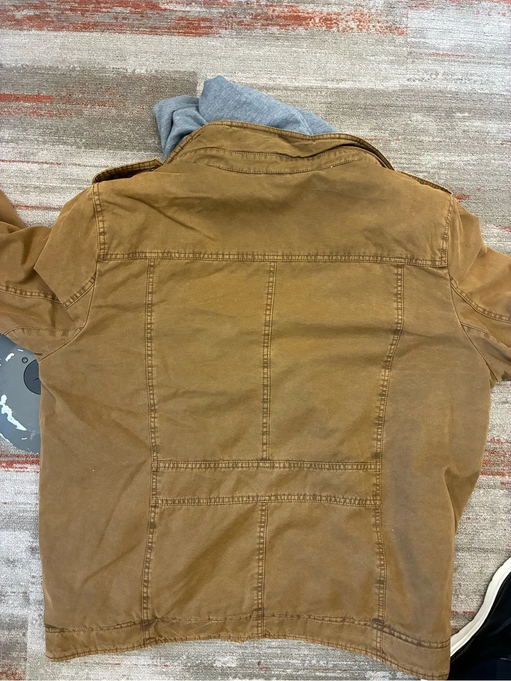 Levi's Tan Canvas Hooded Field Jacket with Gray Hoodie Layer